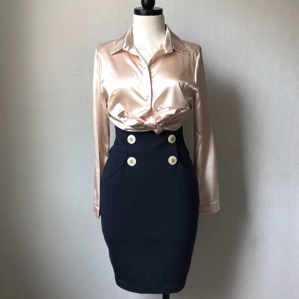 Authentic Vintage Valentino Navy Blue Mini Skirt